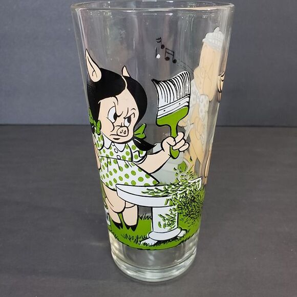Vintage Pepsi Collector Series Warner Bros Porky & Petunia Pig Drinking Glass - Picture 2 of 5
